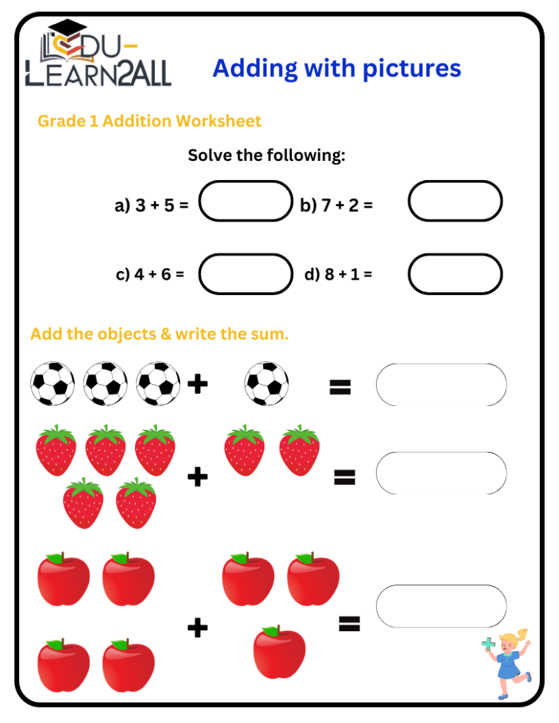 Addition Worksheet 1st Grade Math Worksheets