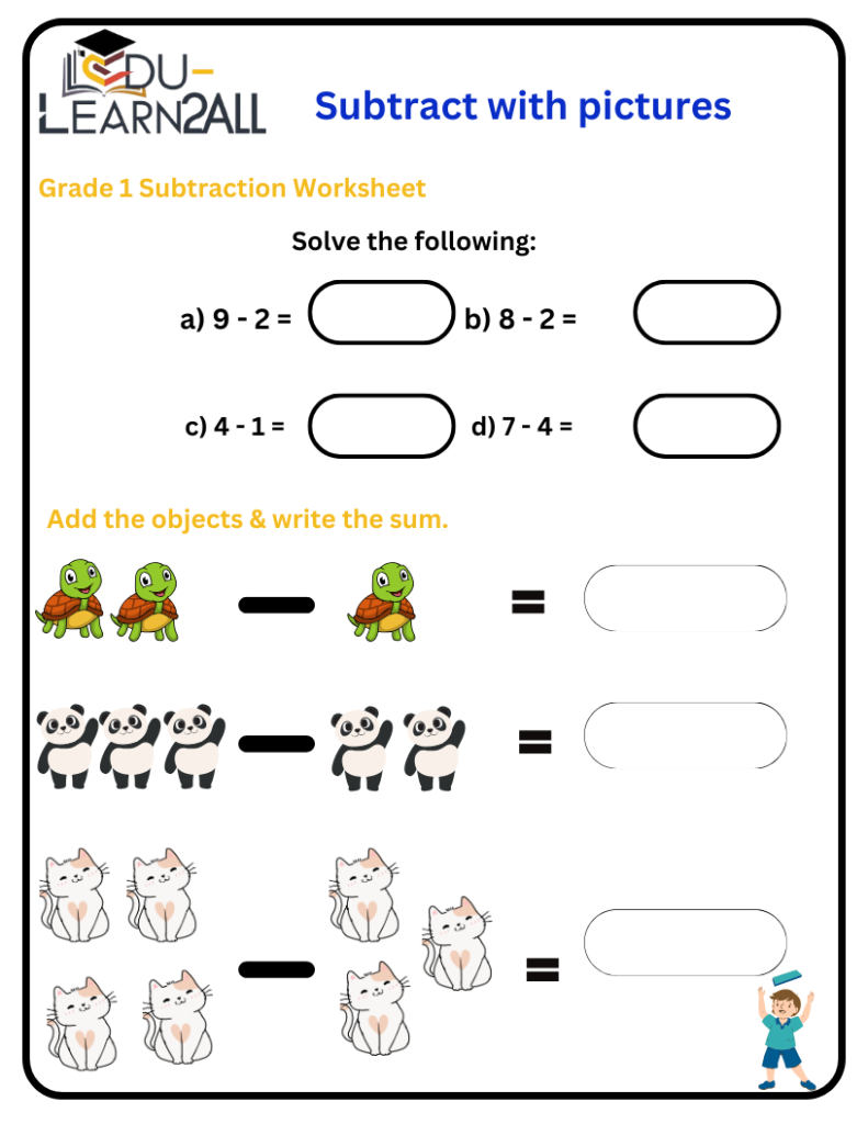 Subtraction Worksheet 1st Grade Math Worksheets