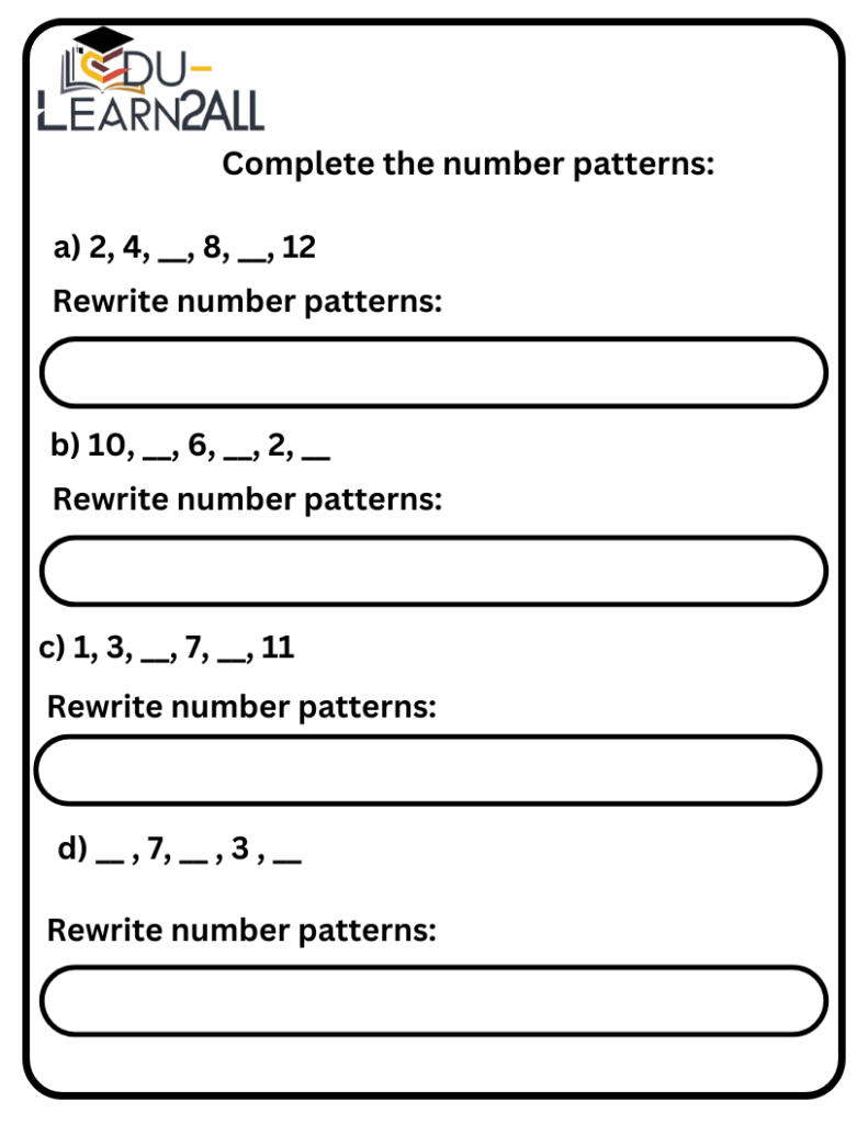 Fill in the Missing Numbers 1st Grade Math Worksheets