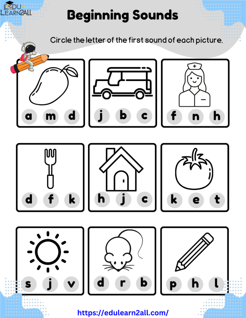 Kindergarten worksheets English