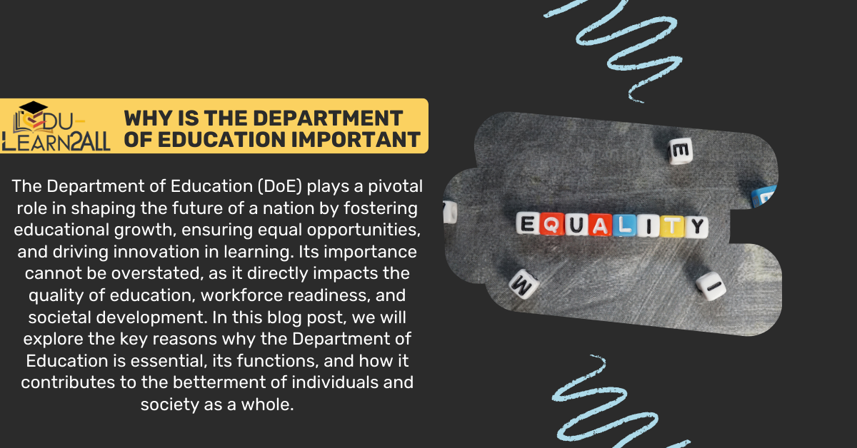 Why is the department of education important