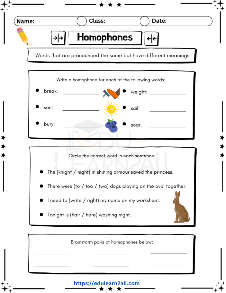 Homophones Worksheet A Comprehensive Guide