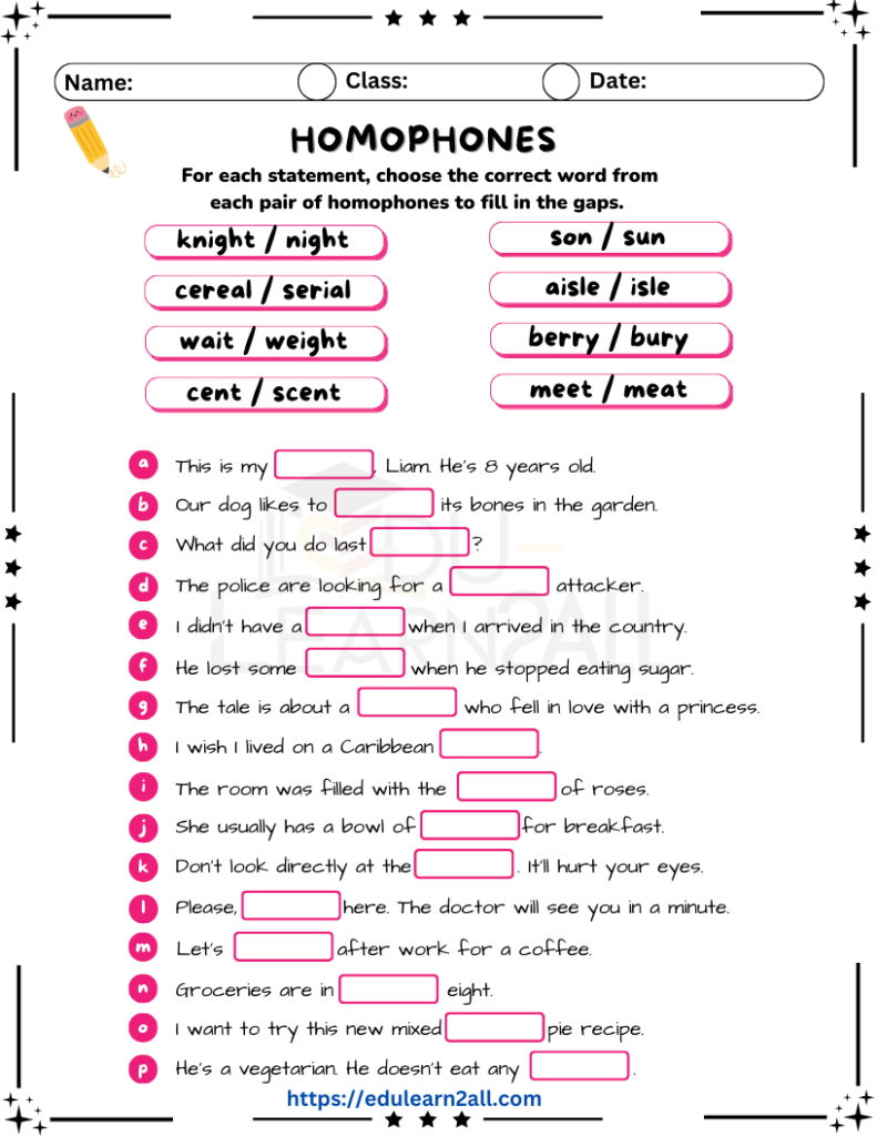 Homophones Worksheet A Comprehensive Guide